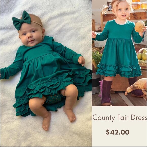Matilda Jane County Fair Dress Infant Girls Size 12 - 18 months Pine cone Berry - Picture 2 of 14